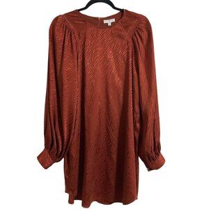 ANNA CATE Long Sleeve Knee Length Printed Zip Back Dress Bronze size Small